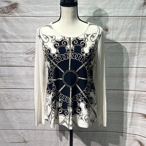 Adrienne Vittadini cream blouse with black & tan - M